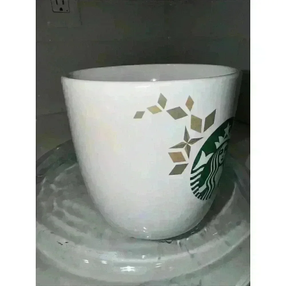 Starbucks Holiday Collection Gold Green Siren White Coffee Mug 2013 Christmas
